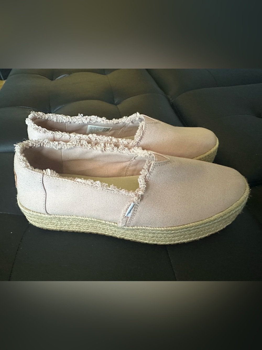 TOMS Pink Canvas Platform Espadrille Slip-On Shoes – Women’s 8